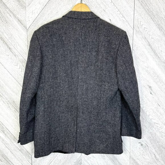 Vintage Harris Tweed Blazer Sport Coat Jacket Men Size 42R Gray Wool Herringbone - Picture 4 of 7